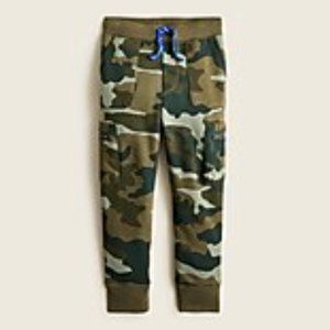 J. Crew Boys' Cozy Fleece Cargo Sweatpant: Green Camo, Large (10-11)